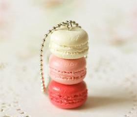 Macaron Jewelry - Trio Macarons Necklace - Pink Sweetie