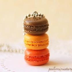Macaron Jewelry - Trio Macarons Necklace - Fall Macarons